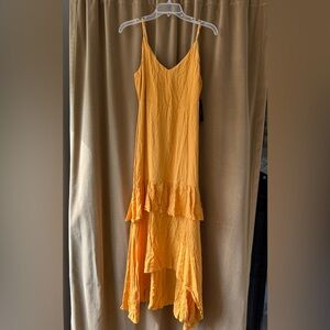 Lulus Yellow/orange (Marigold) Asymmetrical Tiered Sundress NWT Sz Medium